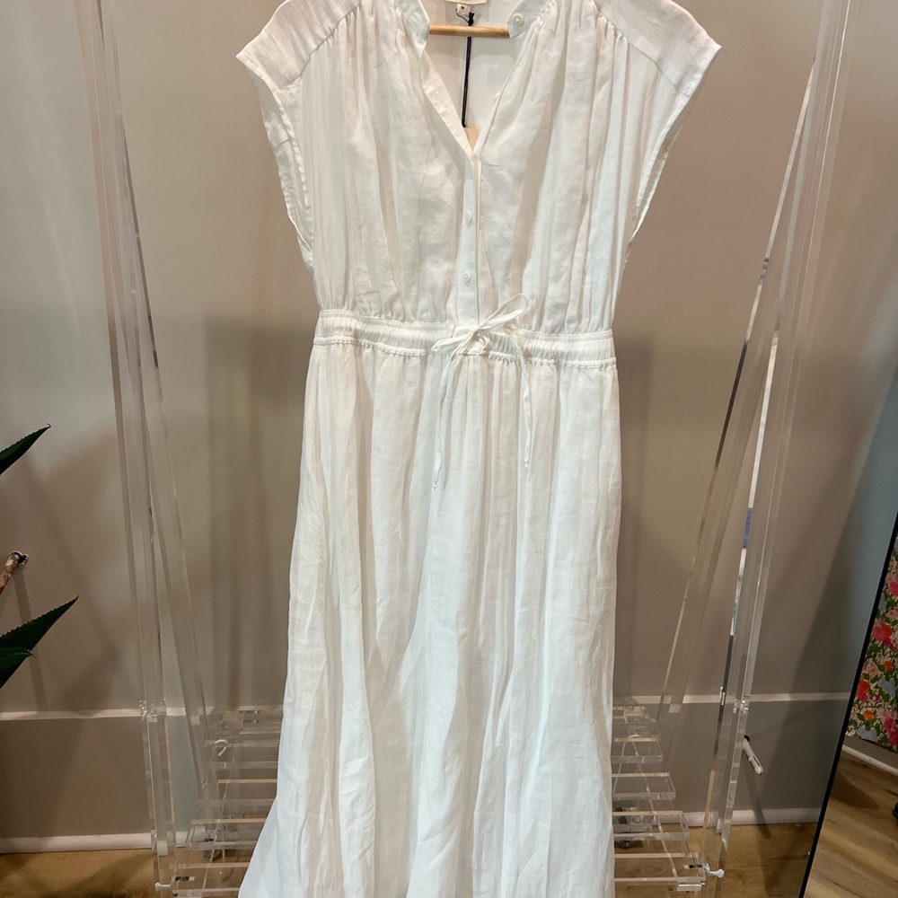 Elan White Maxi Dress with Button Detail